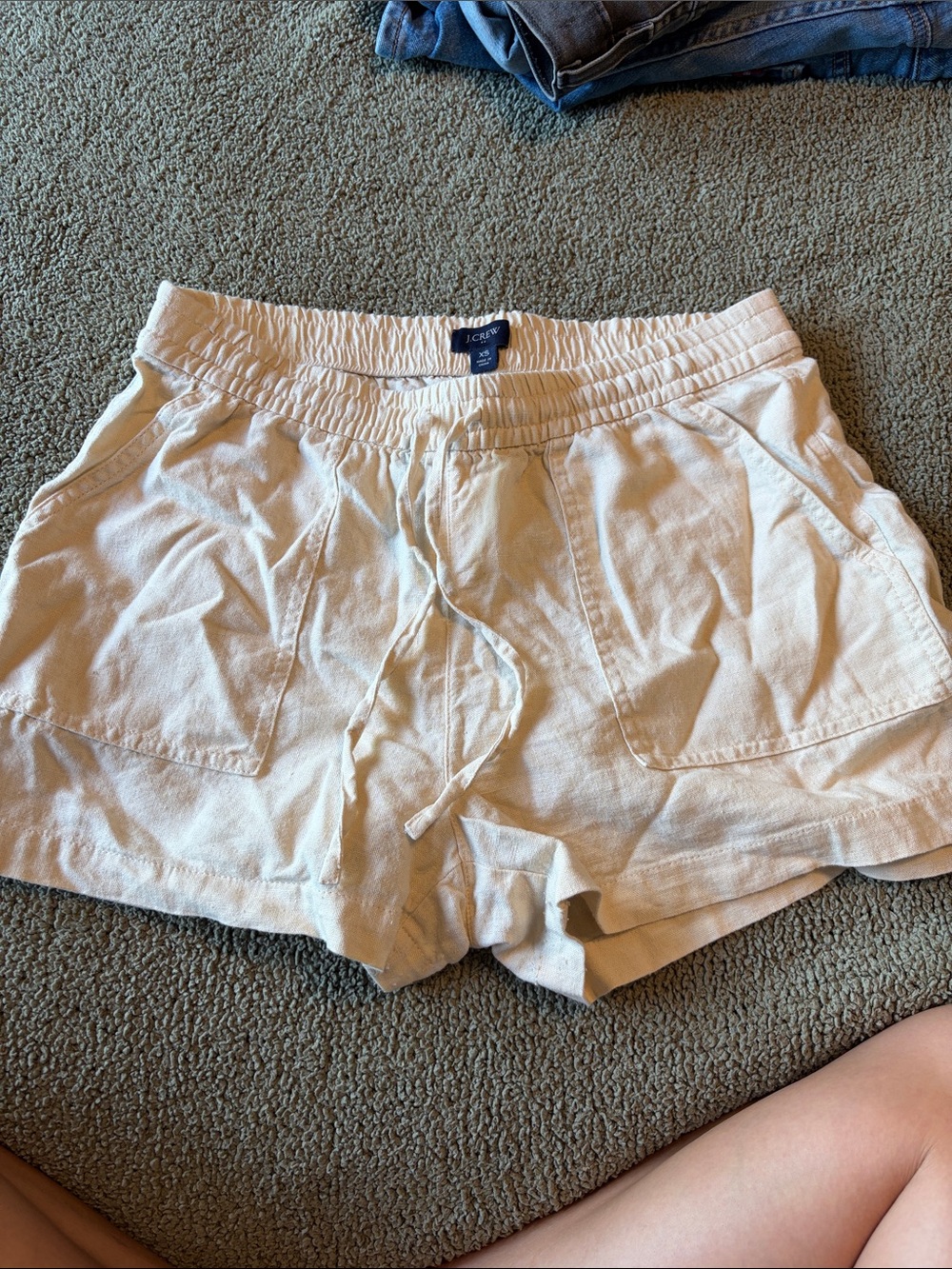 J. Crew Cream Drawstring Linen-Blend Shorts
